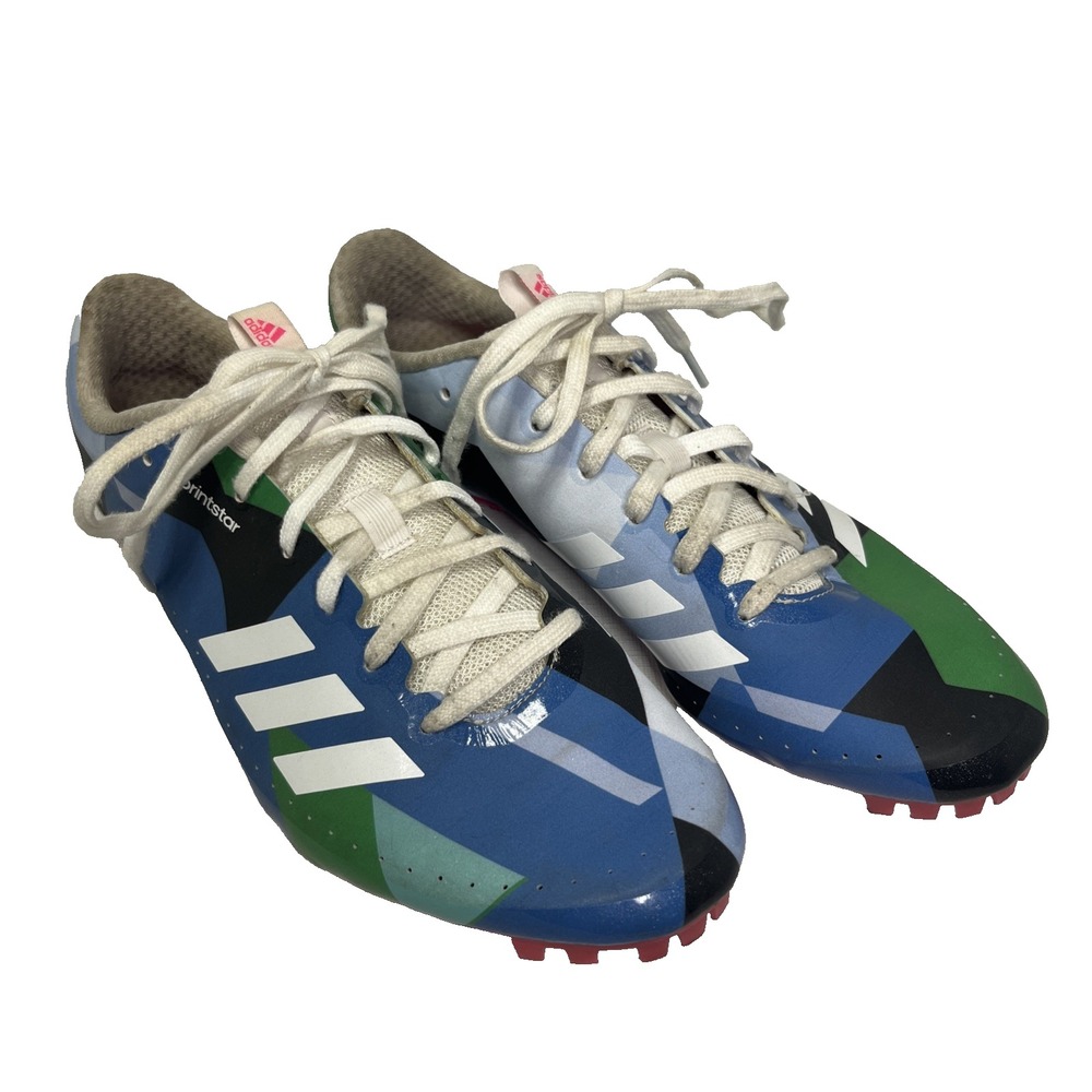 Adidas Sprintstar Womens Size 8 Track Shoes Spike Soles Colorful Blue Green Pink
